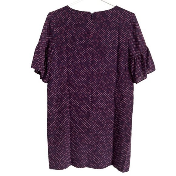 MADEWELL Clover Print Silk Bell Sleeve Dress 00 - Picture 4 of 8